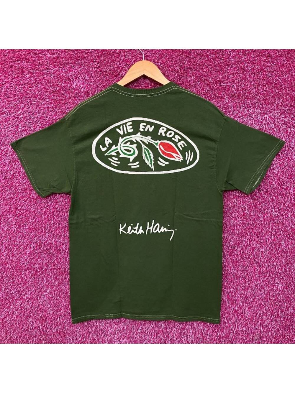 Keith Haring La Vie En Rose Art Graphic T-Shirt Large